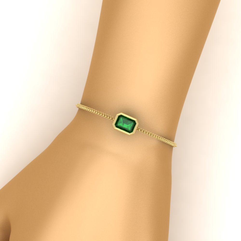 1 Carat Bezel Set Emerald Chain Bracelet