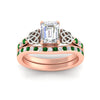 Load image into Gallery viewer, emerald-cut-emerald-channel-band-celtic-bridal-set-in-rose-gold-fdens2255emgemgrangle5-nl-rg-ws2