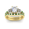 Load image into Gallery viewer, emerald-cut-emerald-channel-band-celtic-bridal-set-in-yellow-gold-fdens2255emgemgrangle5-nl-yg-ws2