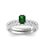 Load image into Gallery viewer, emerald-cut-emerald-single-prong-diamond-bridal-rings-set-in-FDENS3023EMGEMGR-NL-WG-GS
