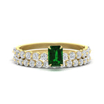 Load image into Gallery viewer, emerald-cut-emerald-single-prong-diamond-bridal-rings-set-in-FDENS3023EMGEMGR-NL-YG-GS
