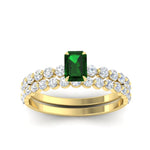 Load image into Gallery viewer, emerald-cut-emerald-single-prong-diamond-bridal-rings-set-in-FDENS3023EMGEMGR-NL-YG-GS
