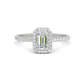 Pave Halo and Shank Engagement Ring