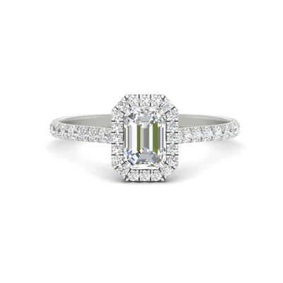 Pave Halo and Shank Engagement Ring