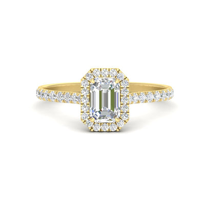 Pave Halo and Shank Engagement Ring