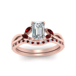 Load image into Gallery viewer, emerald-cut-engagement-ring-with-ruby-band-in-rose-gold-FD8300EMB3GRUDR-NL-RG.jpg
