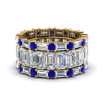 Load image into Gallery viewer, emerald-cut-eternity-band-with-matching-baguette-and-round-with-blue-sapphire-in-14K-yellow-gold-FD8331BGSABL-NL-YG_6dc5952c-af75-4553-9892-5252f5c5b2ad
