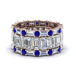 Load image into Gallery viewer, emerald-cut-eternity-band-with-matching-baguette-and-round-with-blue-sapphire-in-18K-rose-gold-FD8331BGSABL-NL-RG_59cd99bd-413a-4a8e-9120-30b03e4e5d47
