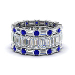 Load image into Gallery viewer, emerald-cut-eternity-band-with-matching-baguette-and-round-with-blue-sapphire-in-950-platinum-FD8331BGSABL-NL-WG_148107c3-7d58-4fd3-ab65-c23b9ccaaf2f

