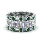 Load image into Gallery viewer, emerald-cut-eternity-band-with-matching-baguette-and-round-with-emerald-in-14K-white-gold-FD8331BGEMGR-NL-WG
