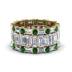 Load image into Gallery viewer, emerald-cut-eternity-band-with-matching-baguette-and-round-with-emerald-in-18K-yellow-gold-FD8331BGEMGR-NL-YG_9bde5c9a-671c-4e2c-97cd-0b2f55bf2402
