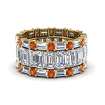 Load image into Gallery viewer, emerald-cut-eternity-band-with-matching-baguette-and-round-with-orange-sapphire-in-18K-yellow-gold-FD8331BGSAOR-NL-YG_4b31f68e-72be-4bb4-80cc-6dcc77dc38c2
