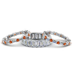 Load image into Gallery viewer, emerald-cut-eternity-band-with-matching-baguette-and-round-with-orange-sapphire-in-950-platinum-FD8331BGSAORANGLE1-NL-WG_dbec80c0-49b3-40b1-85b9-09bab5164941
