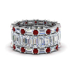 Load image into Gallery viewer, emerald-cut-eternity-band-with-matching-baguette-and-round-with-ruby-in-14K-white-gold-FD8331BGRUDR-NL-WG
