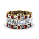 Load image into Gallery viewer, emerald-cut-eternity-band-with-matching-baguette-and-round-with-ruby-in-14K-yellow-gold-FD8331BGRUDR-NL-YG
