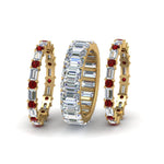 Load image into Gallery viewer, emerald-cut-eternity-band-with-matching-baguette-and-round-with-ruby-in-14K-yellow-gold-FD8331BGRUDRANGLE2-NL-YG

