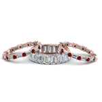 Load image into Gallery viewer, emerald-cut-eternity-band-with-matching-baguette-and-round-with-ruby-in-18K-rose-gold-FD8331BGRUDRANGLE1-NL-RG

