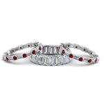 Load image into Gallery viewer, emerald-cut-eternity-band-with-matching-baguette-and-round-with-ruby-in-18K-white-gold-FD8331BGRUDRANGLE1-NL-WG
