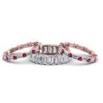 Load image into Gallery viewer, emerald-cut-eternity-band-with-matching-baguette-and-round-with-with-pink-sapphire-in-14K-rose-gold-FD8331BGSADRPIANGLE1-NL-RG_cbd8e34c-3f76-4696-aad2-062e8bd15194
