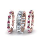 Load image into Gallery viewer, emerald-cut-eternity-band-with-matching-baguette-and-round-with-with-pink-sapphire-in-14K-rose-gold-FD8331BGSADRPIANGLE2-NL-RG_47df509c-cd95-428e-a74b-4f86a5735b5f
