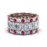 Load image into Gallery viewer, emerald-cut-eternity-band-with-matching-baguette-and-round-with-with-pink-sapphire-in-18K-rose-gold-FD8331BGSADRPI-NL-RG_c84f64b0-b292-4761-9fd8-141bd613634d
