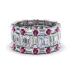 Load image into Gallery viewer, emerald-cut-eternity-band-with-matching-baguette-and-round-with-with-pink-sapphire-in-18K-white-gold-FD8331BGSADRPI-NL-WG_d997e297-f9da-4115-907b-dc2b2b6a60d4
