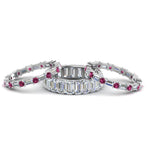 Load image into Gallery viewer, emerald-cut-eternity-band-with-matching-baguette-and-round-with-with-pink-sapphire-in-18K-white-gold-FD8331BGSADRPIANGLE1-NL-WG_d5999489-263f-4640-aff1-c2056f342ec9
