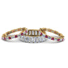 Load image into Gallery viewer, emerald-cut-eternity-band-with-matching-baguette-and-round-with-with-pink-sapphire-in-18K-yellow-gold-FD8331BGSADRPIANGLE1-NL-YG_ed68e192-4af1-4fbd-9ccf-e3ce117acf39