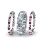 Load image into Gallery viewer, emerald-cut-eternity-band-with-matching-baguette-and-round-with-with-pink-sapphire-in-950-platinum-FD8331BGSADRPIANGLE2-NL-WG_5de4584b-18c3-4edd-be2c-7c986024b520
