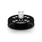 Load image into Gallery viewer, emerald-cut-filigree-single-stone-diamond-wedding-ring-set-in-black-gold-FDENS3289EMANGLE5-NL-BG.jpg?v=1763371057
