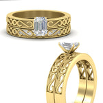 Load image into Gallery viewer, emerald-cut-filigree-single-stone-diamond-wedding-ring-set-in-yellow-gold-FDENS3289EMANGLE3-NL-YG.jpg?v=1763371057