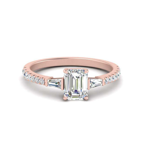 Delicate Antique Pave Emerald Engagement Ring