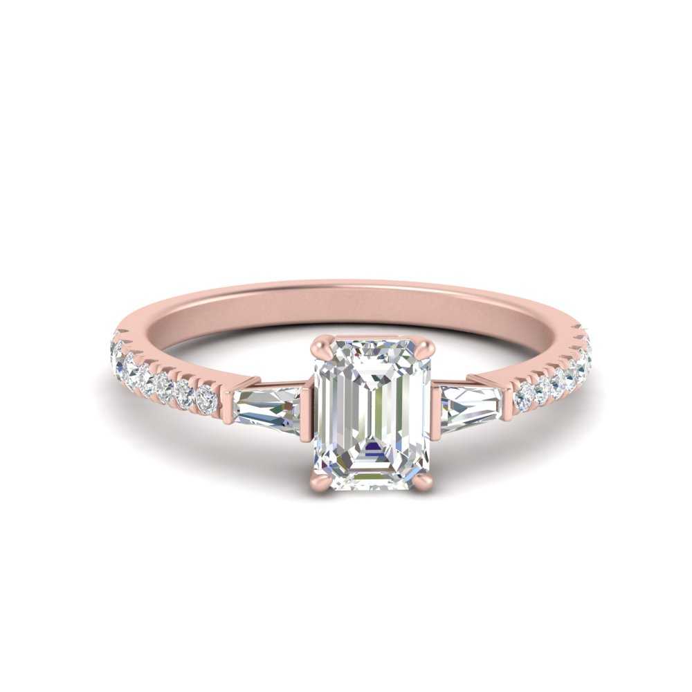 Delicate Antique Pave Emerald Cut Diamond Ring