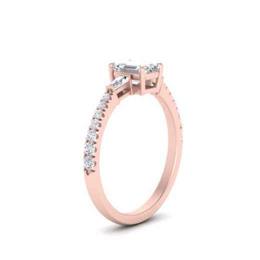 Delicate Antique Pave Emerald Cut Diamond Ring