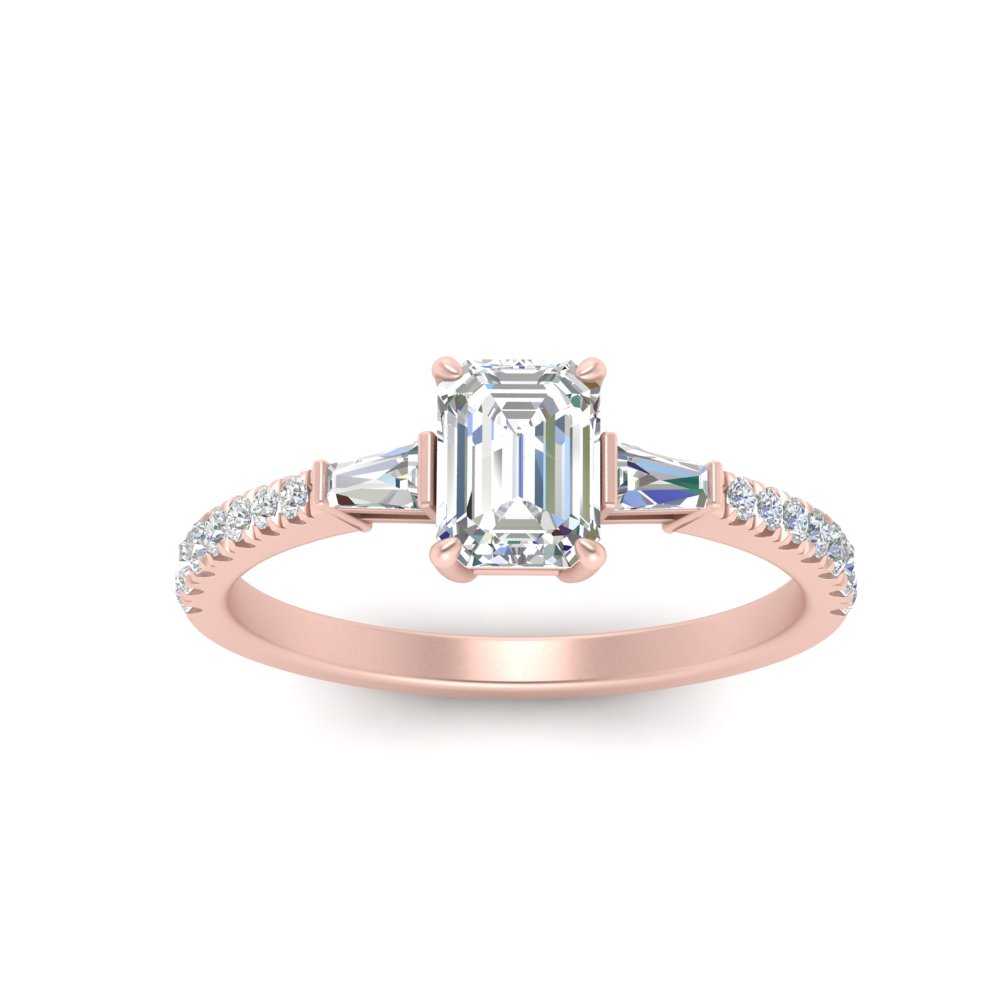 Delicate Antique Pave Emerald Cut Diamond Ring