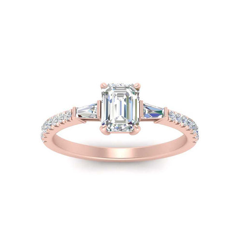 Delicate Antique Pave Emerald Engagement Ring