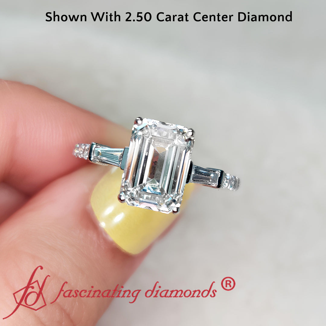 Delicate Antique Pave Emerald Cut Diamond Ring