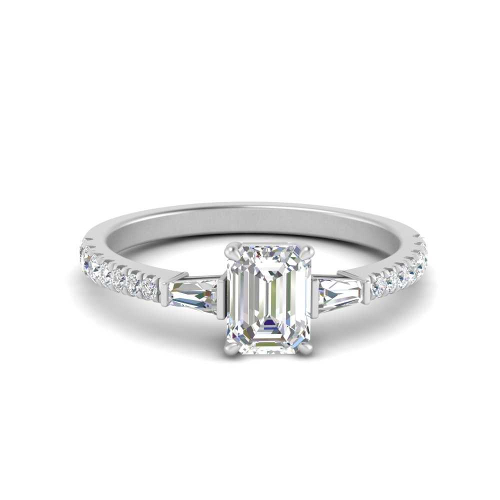 Delicate Antique Pave Emerald Cut Diamond Ring