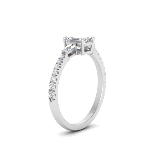 Delicate Antique Pave Emerald Cut Diamond Ring