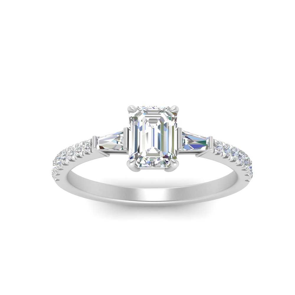 Delicate Antique Pave Emerald Cut Diamond Ring