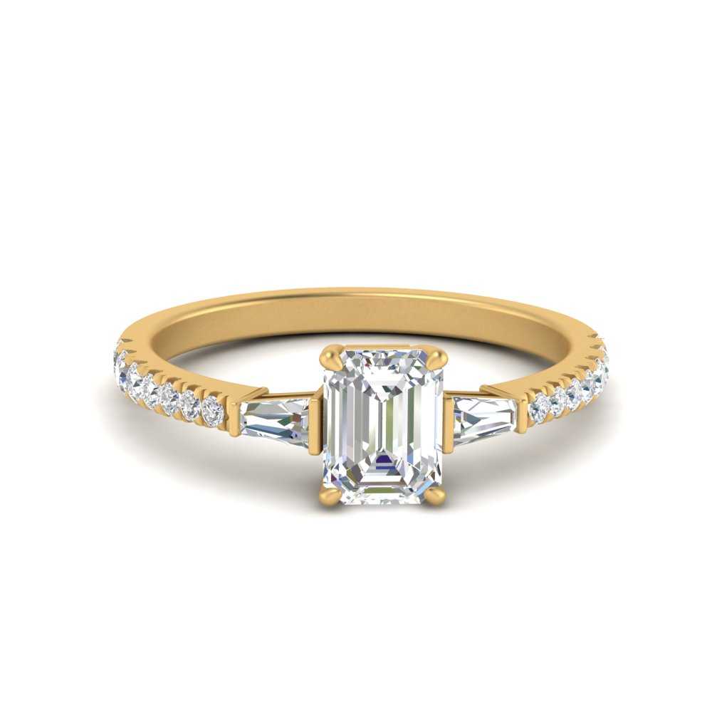 Delicate Antique Pave Emerald Cut Diamond Ring