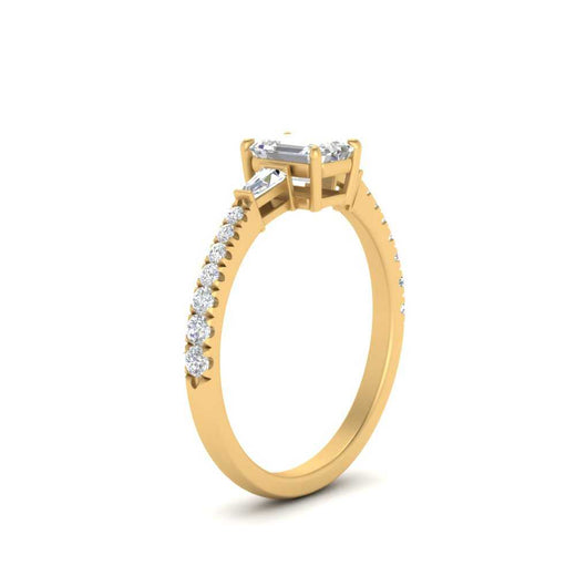 Delicate Antique Pave Emerald Cut Diamond Ring