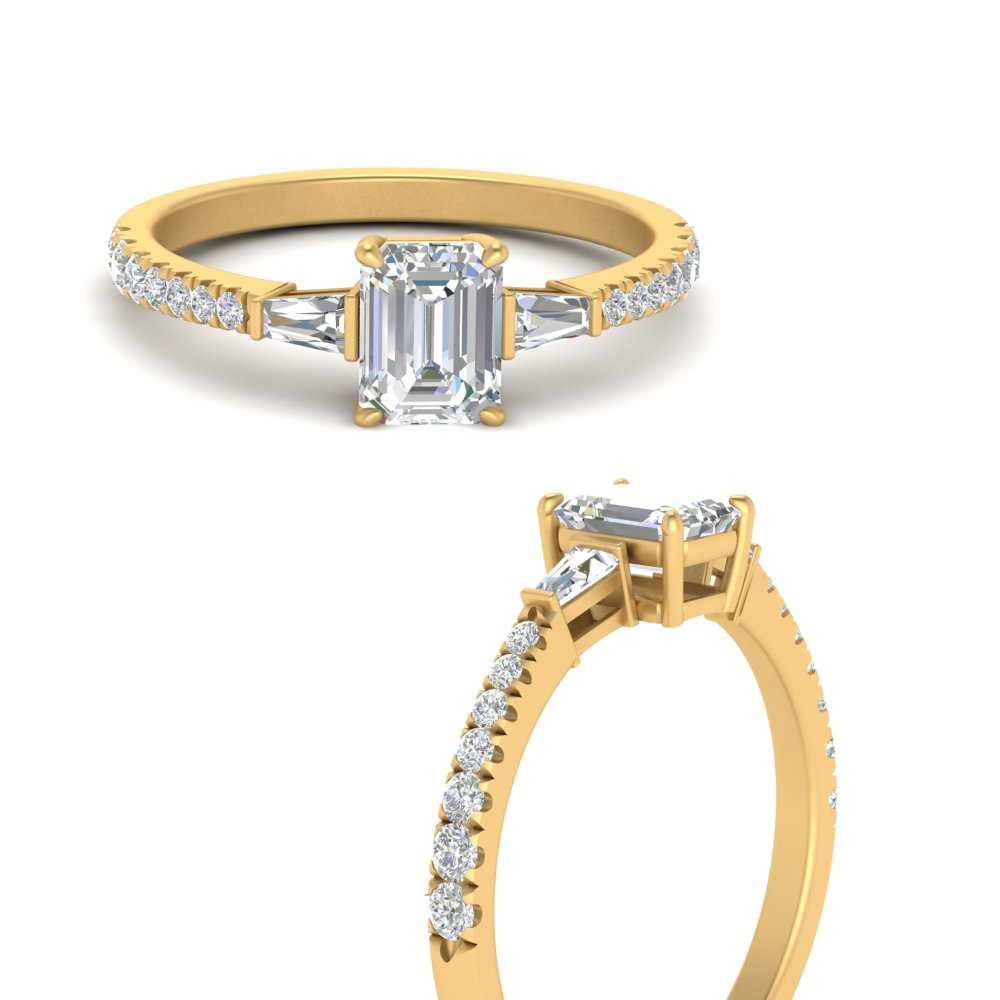 Delicate Antique Pave Emerald Cut Diamond Ring