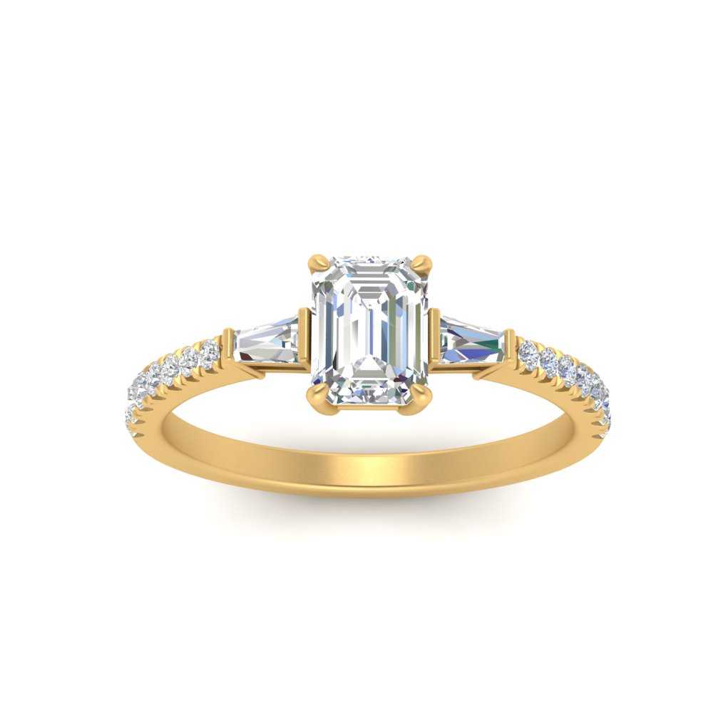 Delicate Antique Pave Emerald Cut Diamond Ring
