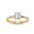 Thumbnail 80 - Delicate Antique Pave Emerald Cut Diamond Ring