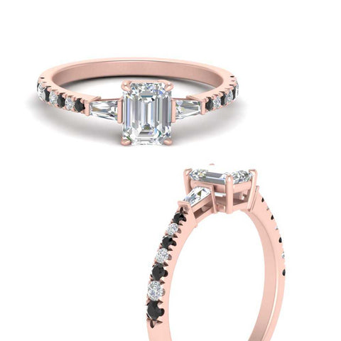 Delicate Antique Pave Emerald Cut Diamond Ring