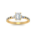 Thumbnail 104 - Delicate Antique Pave Emerald Cut Diamond Ring