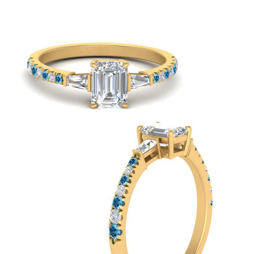 Delicate Antique Pave Emerald Cut Diamond Ring