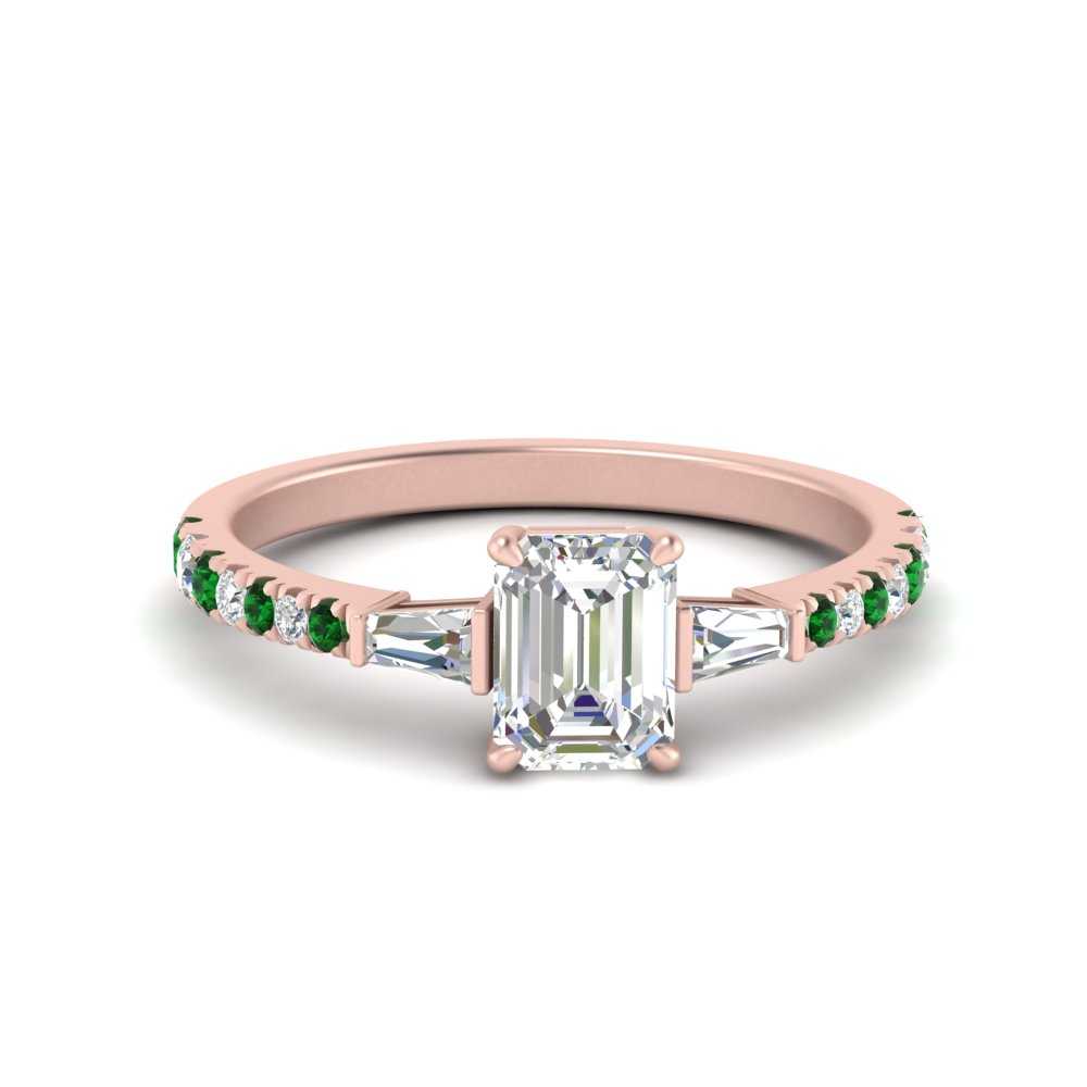 Delicate Antique Pave Emerald Cut Diamond Ring