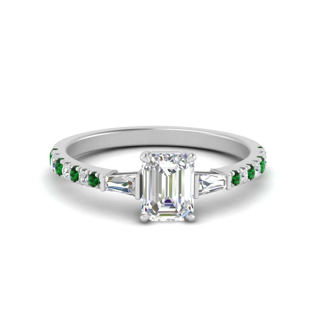 Delicate Antique Pave Emerald Cut Diamond Ring